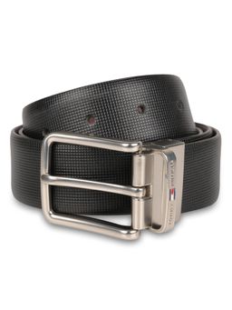 Tommy Hilfiger - Edward Reversible Mens Leather Belt Textured Black - Wine