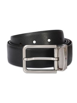Tommy Hilfiger - Kingsmen Mens Leather Reversible Belt- 1m Textured Black + Wine