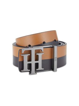 Tommy Hilfiger - Ainsley Reversible Mens Leather Belt Color Blocked Tan-Black