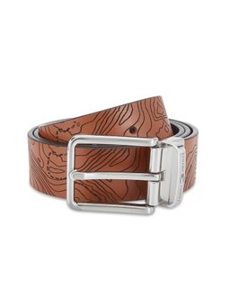 Tommy Hilfiger - Fuji Mens Leather Belt Engraved Tan-Wine