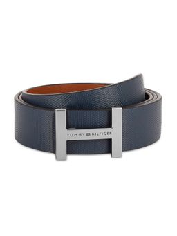 Tommy Hilfiger - Geronimo Reversible Mens Leather Belt Plain Navy Blue-Tan