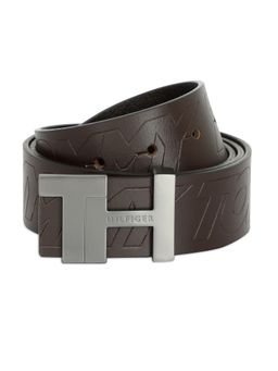 Tommy Hilfiger - Judd Mens Leather Belt Laser Cut Brown