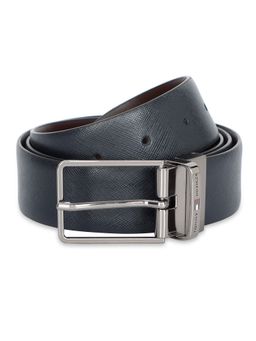 Tommy Hilfiger - Walston Reversible Mens Leather Belt Solid Navy Blue-Brown