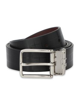 Tommy Hilfiger - Luxem Mens Leather Reversible Belt Checks Black & Wine