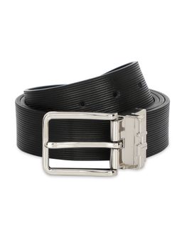 Tommy Hilfiger - Morley Mens Leather Reversible Belt Textured Black & Navy