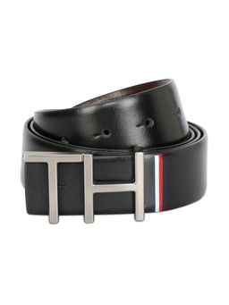 Tommy Hilfiger - Welling Mens Leather Reversible Belt Solid Tan & Navy