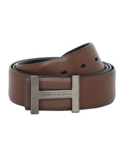 Tommy Hilfiger - Witherspoon Mens Leather Reversible Belt Textured Tan & Navy