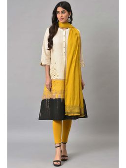 W - Geometric Kurta-Straight Pant- White (Set of 2)