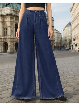 Bewakoof - Women's Blue Washed Flared Korean Jeans