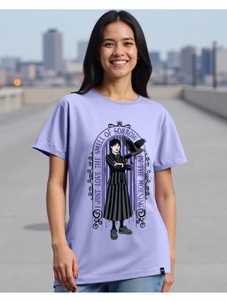 Bewakoof - Official Wednesday Women's Baby Lavender Smell Of Sorrow Graphic Printed Boyfriend T-shirt