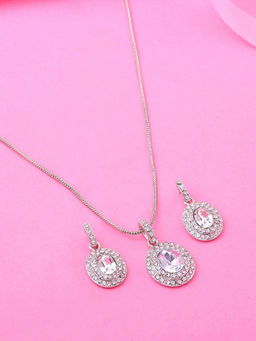 Estele - Rhodium Plated Circlet Designer Necklace with Crystals for Women (Set of 2)