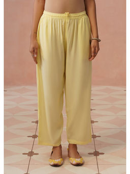 House of Chikankari - Modal Solid Women's Yellow Pant