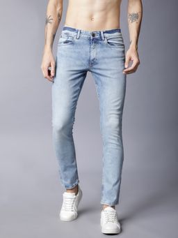 HIGHLANDER - Men Blue Cotton Blend Solid Slim Jeans