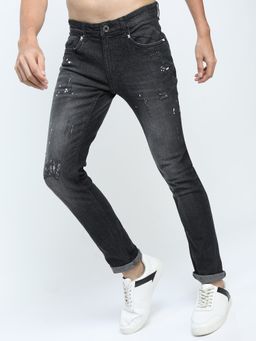 HIGHLANDER - Men Black Cotton Blend Solid Slim Jeans