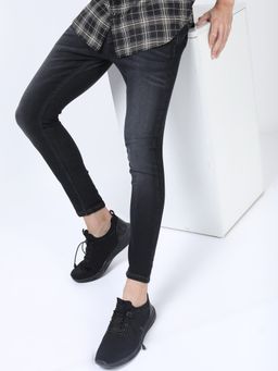 HIGHLANDER - Men Black Cotton Blend Solid Slim Jeans