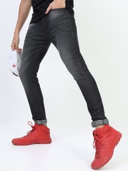 HIGHLANDER - Men Grey Cotton Lycra Solid Tapered Jeans