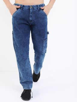 HIGHLANDER - Men Blue Cotton Blend Solid Slim Jeans