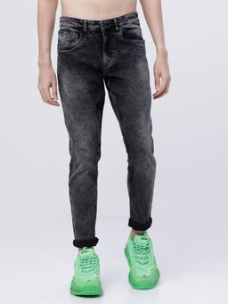 HIGHLANDER - Men Grey Cotton Blend Solid Tapered Jeans
