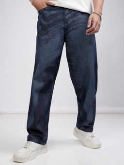 HIGHLANDER - Men Indigo Cotton Solid Loose Jeans