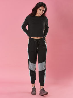 The Souled Store - Solid Black Mesh Co-Ord for Women (Set of 2)