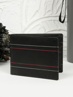 Teakwood - Men'S Black Leather Two-Fold Wallet
