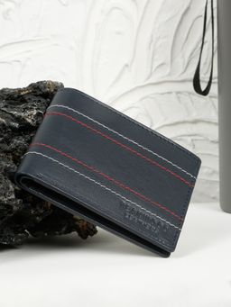 Teakwood - Men'S Navy Leather Two-Fold Wallet