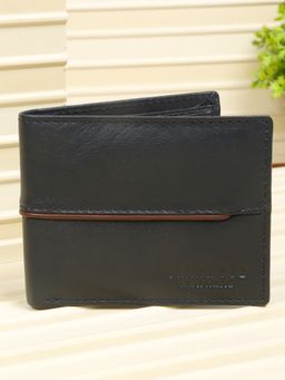 Teakwood - Men’S Classic Bi-Fold Design Navy Leather Wallet