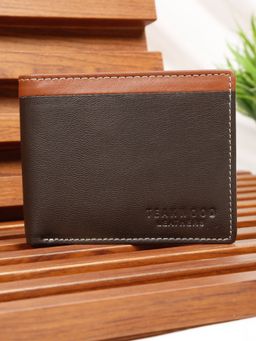 Teakwood - Men’S Two-Fold Dark Brown with Black Contrast Strap Leather Wallet