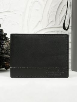 Teakwood - Men'S Black Leather Two-Fold Wallet