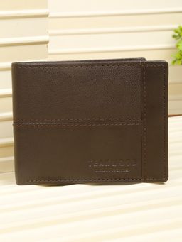 Teakwood - Men’S Dual-Texture Paneling Bifold Dark Brown Leather Wallet