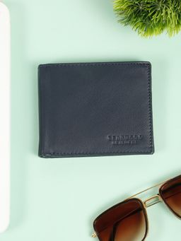 Teakwood - Men'S Solid Blue Leather Bi-Fold Wallet