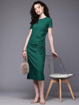 Freehand - Women Green Relaxed Textured Ruched Dress