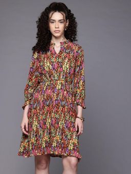 Freehand - Women Black Relaxed Floral Printed Pleated Dress