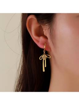 Salty - Aurelia Ribbon Bloom White Stone Drop Earrings