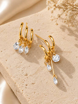 Salty - Lustre Charm Huggie Drop Earrings