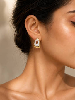 Salty - Sculpted Orbit White Stud Earrings