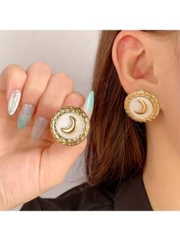 Salty - Waxing Crescent Moon Stud Earrings