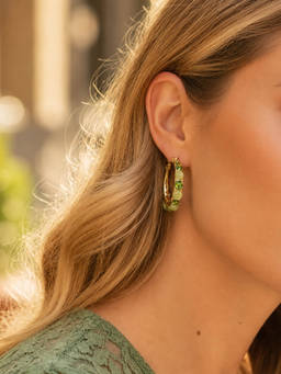 Salty - Green Lustre Accent Hoop Earrings