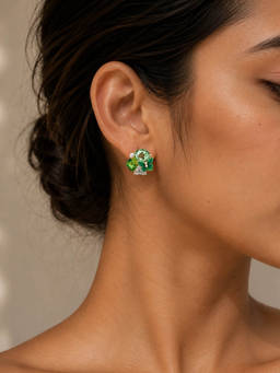 Salty - Butterfly Prism Cluster Green Stud Earrings