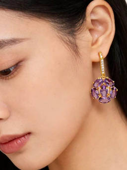 Salty - Purple Petal Radiance Cluster Drop Earrings