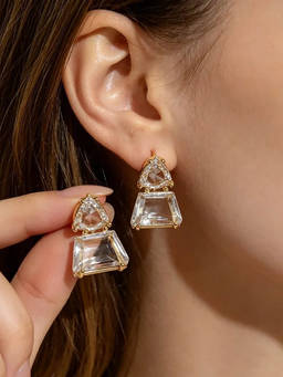 Salty - White After Glow Geometric Drop Earrings