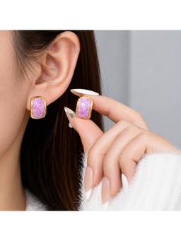 Salty - Pink Marbella Sculpted Stone Stud Earrings