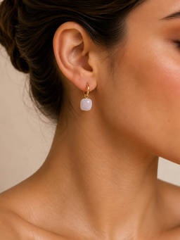 Salty - White Twin Charm Mismatch Drop Earrings