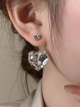 Salty - White Kohinoor Heart Glow Drop Earrings