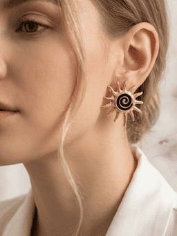 Salty - Black Solstice Spiral Sun Stud Earrings