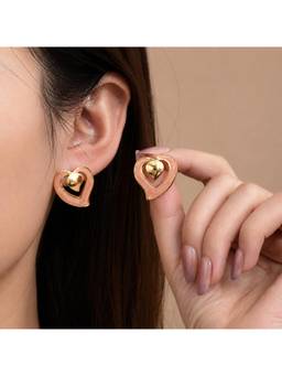 Salty - Pink Veloura Twin Heart Stud Earrings