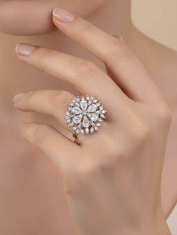 Opal Touch - White Floral Casacade Finger Ring