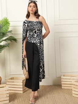 Deebaco - Women Black Printed Tunic with Palazzo