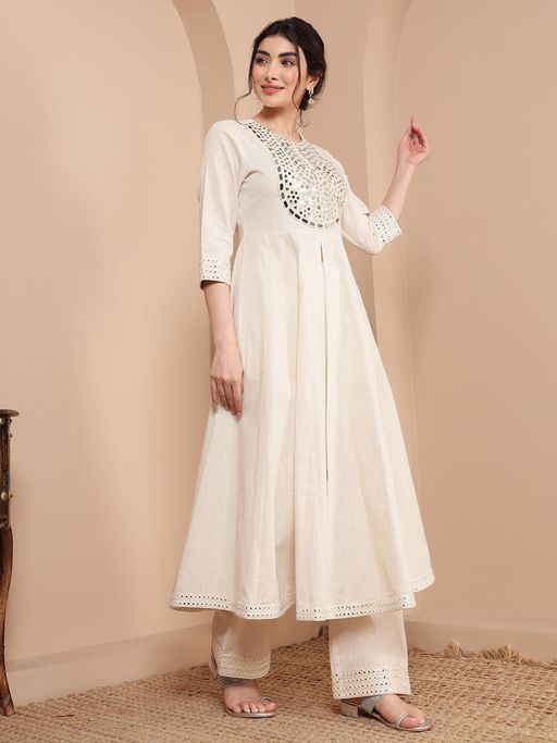 white cotton anarkali dress Buy Printed Pure Cotton Anarkali Suit in White Online : KMQS146