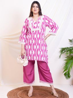 Deebaco - Women Lavender Printed Kurta with Palazzo